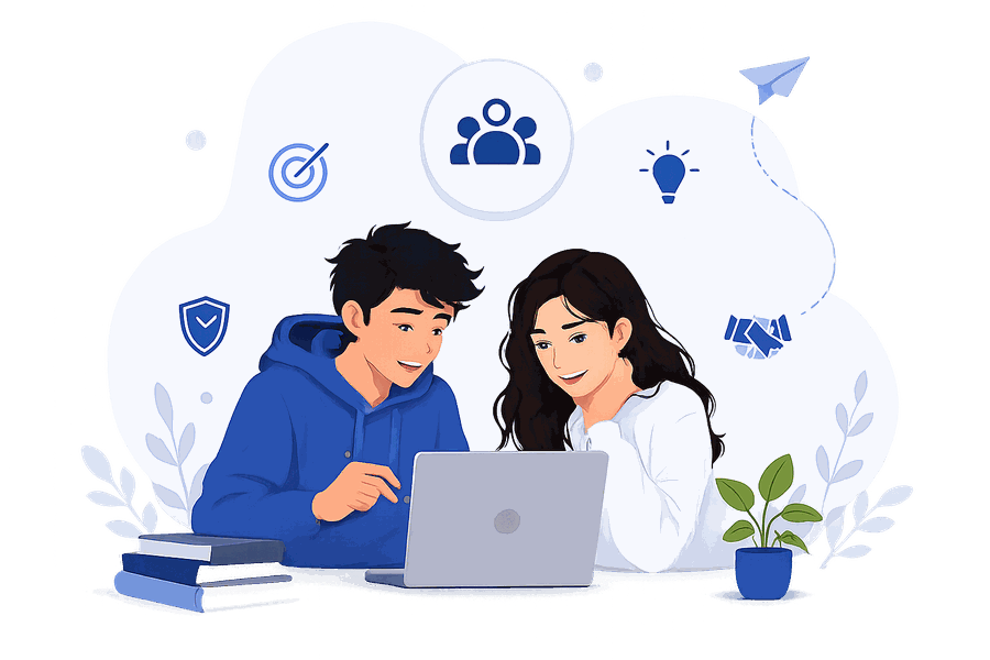 Students discovering colleges together
